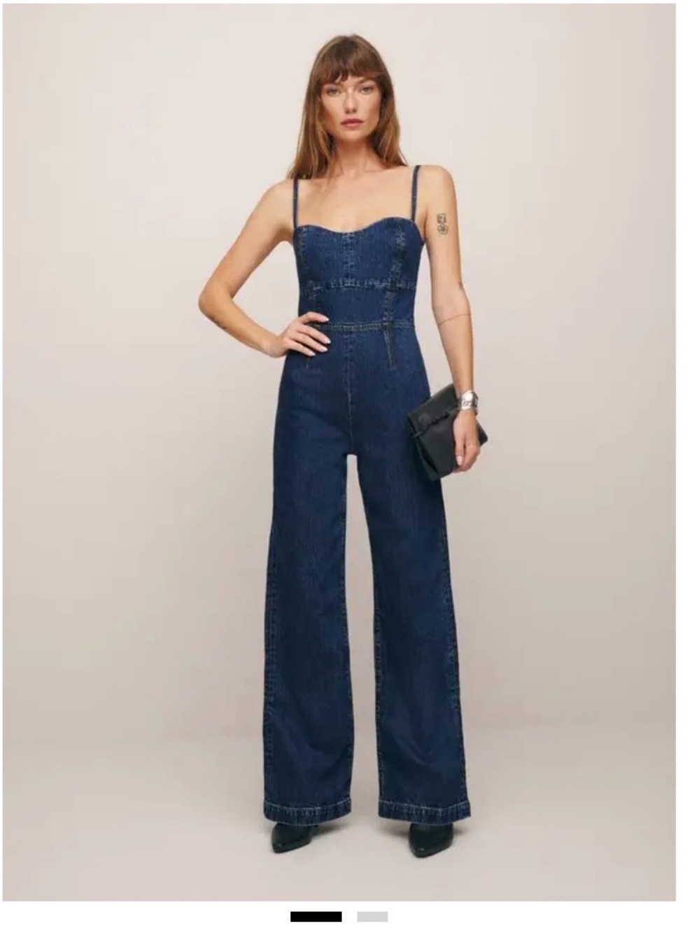 Reformation Denim Jumpsuit with Wide Legs - Daphne Wide Leg Denim Jumpsuit